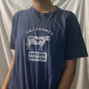 Blue Vintage 80s Cow T-Shirt